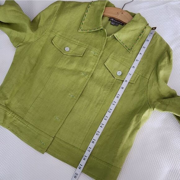 Kelly and Diane 100% linen embellish pineapple Safari Coastal jacket - Picture 10 of 16